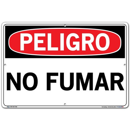 Vestil Aluminum Sign, 12-1/2" Height, 18-1/2" Width, Aluminum, Rectangle, Spanish SI-D-02-D-AL-063-S